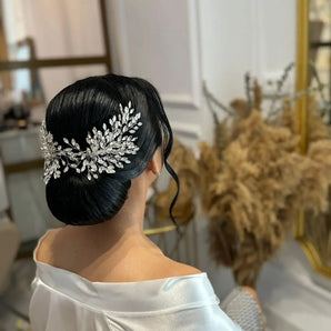 Diadema mireasă, Kilenya, cristale, model floral, flexibilă Glamadearo