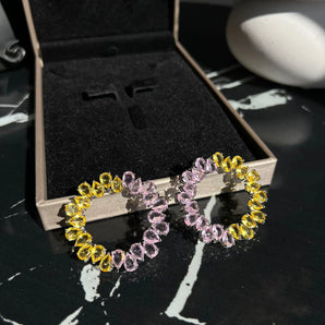 Cercei Amon Pink, zirconiu cubic AAA, Elemente Swarowski, placat aur alb - GLAMADEA