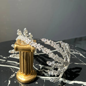 Diadema păr mireasă, Silvia, placată aur alb, zirconiu cubic, elemente Swarovski - GLAMADEA