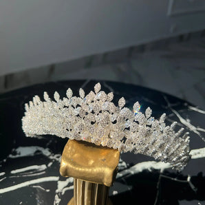 Diadema Tiffany, zirconii cubice, placată aur alb - GLAMADEA