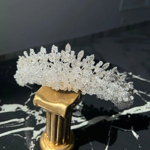 Diadema Aida, zirconii cubice, placată aur alb, elemente Swarovski - GLAMADEA