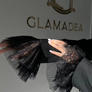 Mansete Rosale, chic, dantela, negru, tulle GLAMADEA