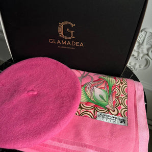 Set eșarfă și bereta Pink, cashmere PREMIUM, material textil, fucsia GLAMADEA