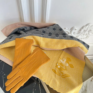 Set esarfa si manusi Ronys, cashmere PREMIUM, manusi din piele 100% GLAMADEA